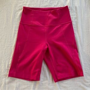 girlfriend collective hot pink geranium biker shorts small